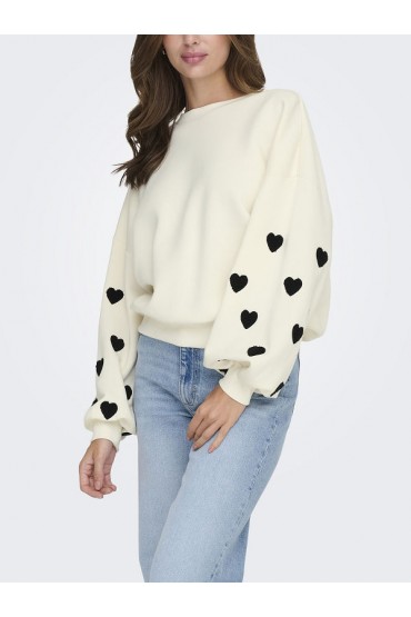 ONLMACY L/S O-NECK BOX CC SWT NOOS - ΛΕΥΚΟ