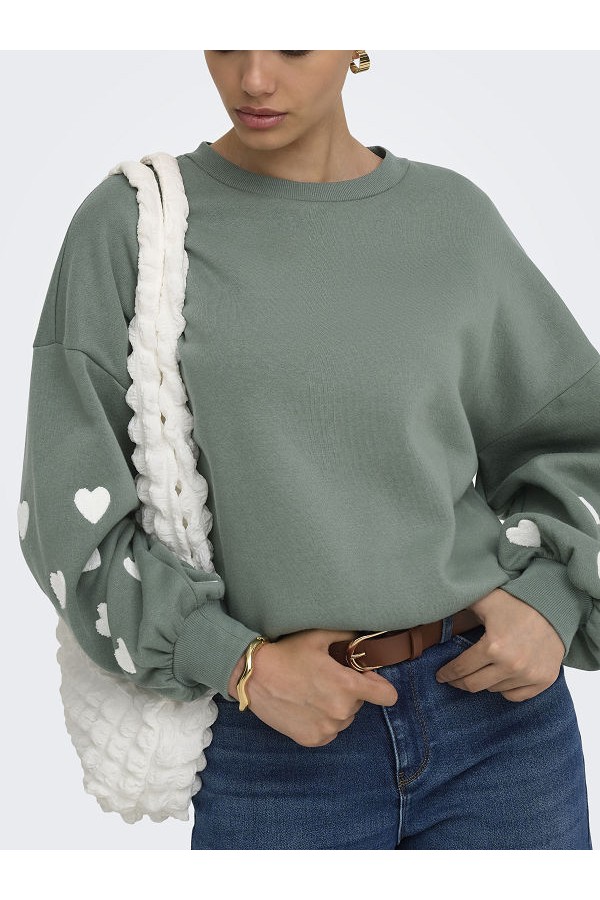ONLMACY L/S O-NECK BOX CC SWT NOOS - ΠΡΑΣΙΝΟ