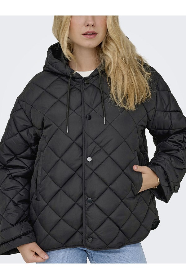 ONLJULIET QUILTED HOOD JACKET OTW - ΜΑΥΡΟ