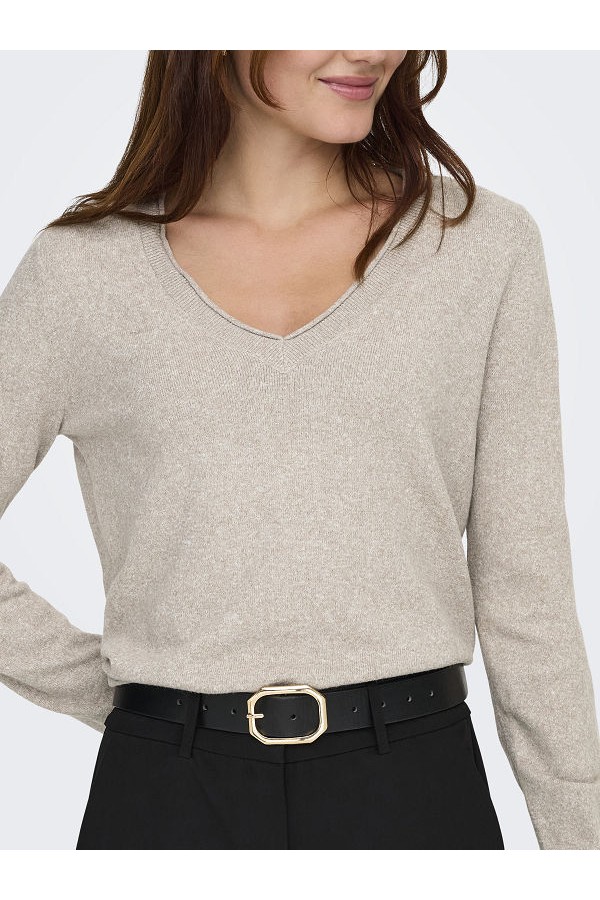 ONLLOYAL LS V-NECK PULLO KNT NOOS - ΜΠΕΖ