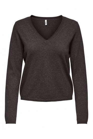 ONLLOYAL LS V-NECK PULLO KNT NOOS - ΚΑΦΕ