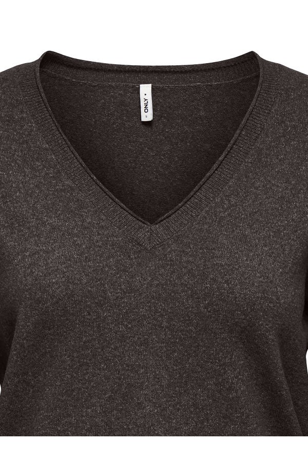 ONLLOYAL LS V-NECK PULLO KNT NOOS - ΚΑΦΕ
