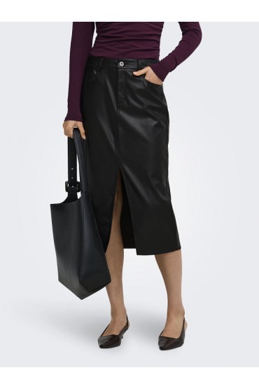 ONLBITTEN FAUX LEATH PENCIL SKIRT CC OTW - ΜΑΥΡΟ