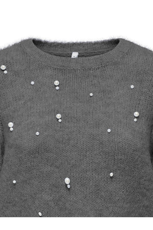 ONLDOLLY SS PEARL O-NECK CC KNT - ΓΚΡΙ