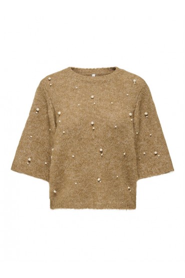 ONLDOLLY SS PEARL O-NECK CC KNT - ΚΑΜΕΛ
