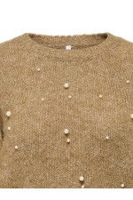 ONLDOLLY SS PEARL O-NECK CC KNT - ΚΑΜΕΛ