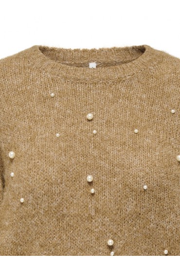 ONLDOLLY SS PEARL O-NECK CC KNT - ΚΑΜΕΛ