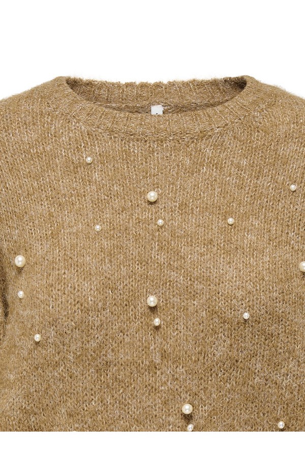 ONLDOLLY SS PEARL O-NECK CC KNT - ΚΑΜΕΛ