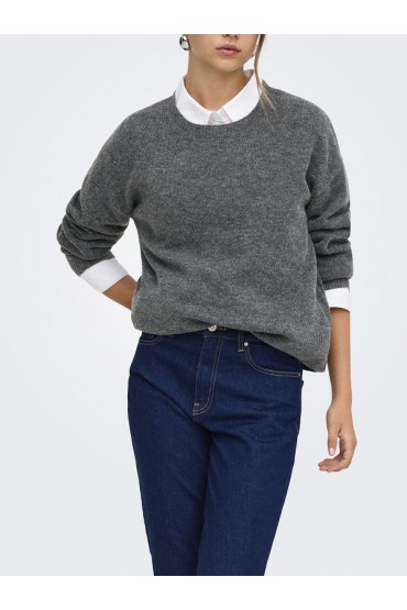 ONLOLIVIA LS O-NECK CC KNT - ΓΚΡΙ