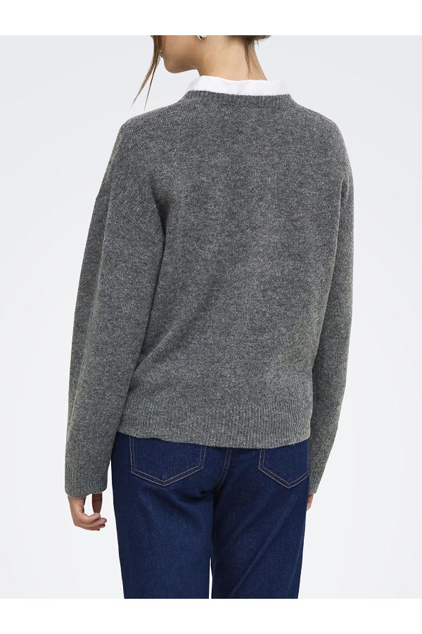 ONLOLIVIA LS O-NECK CC KNT - ΓΚΡΙ