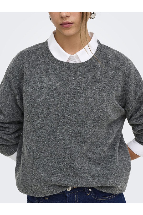 ONLOLIVIA LS O-NECK CC KNT - ΓΚΡΙ
