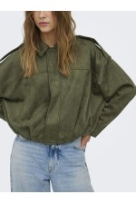 ONLMOON-STINA FAUX SUEDE BOMBER PNT NOOS - ΠΡΑΣΙΝΟ