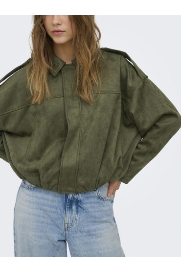 ONLMOON-STINA FAUX SUEDE BOMBER PNT NOOS - ΠΡΑΣΙΝΟ