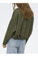 ONLMOON-STINA FAUX SUEDE BOMBER PNT NOOS - ΠΡΑΣΙΝΟ