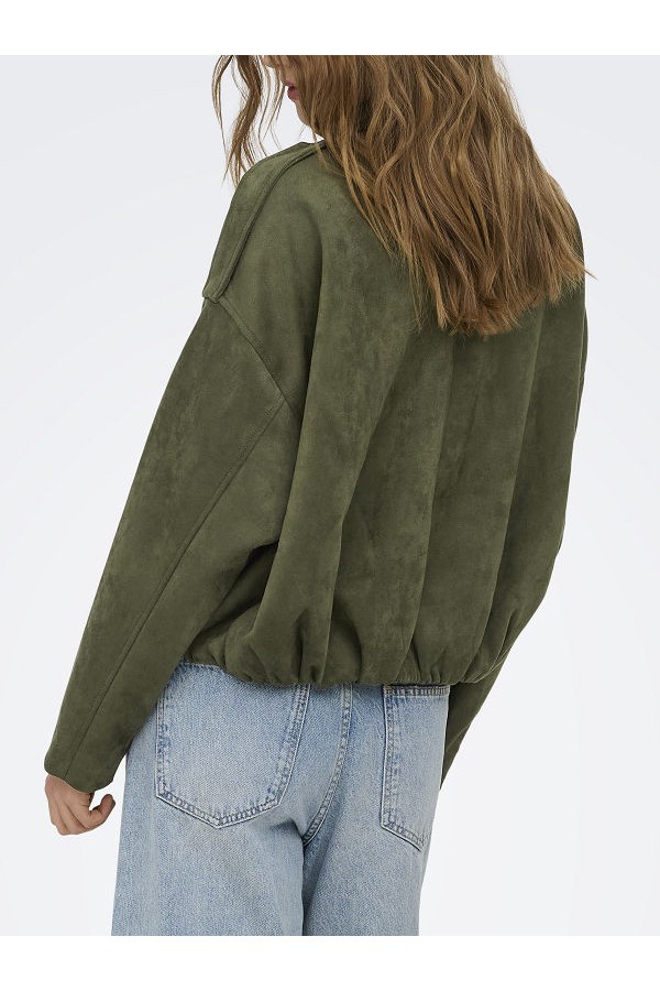 ONLMOON-STINA FAUX SUEDE BOMBER PNT NOOS - ΠΡΑΣΙΝΟ