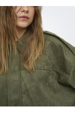 ONLMOON-STINA FAUX SUEDE BOMBER PNT NOOS - ΠΡΑΣΙΝΟ