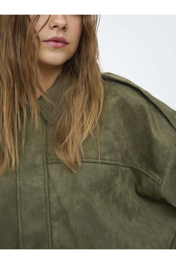 ONLMOON-STINA FAUX SUEDE BOMBER PNT NOOS - ΠΡΑΣΙΝΟ