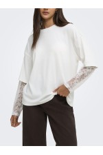 ONLTAHLIA L/S LACE TOP JRS - ΛΕΥΚΟ