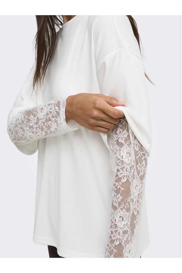 ONLTAHLIA L/S LACE TOP JRS - ΛΕΥΚΟ
