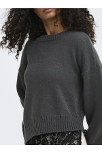 ONLEVIE LS LACE MIX O-NECK KNT - ΓΚΡΙ