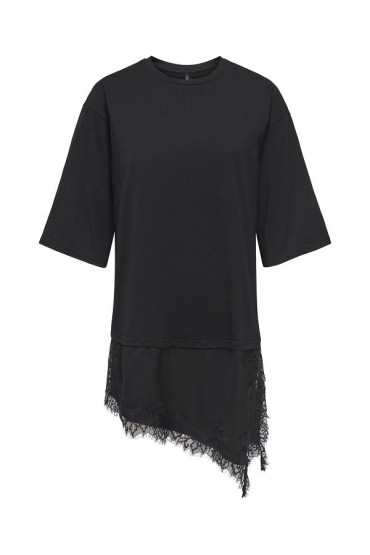 ONLMADELYN S/S LACE TOP JRS - ΜΑΥΡΟ