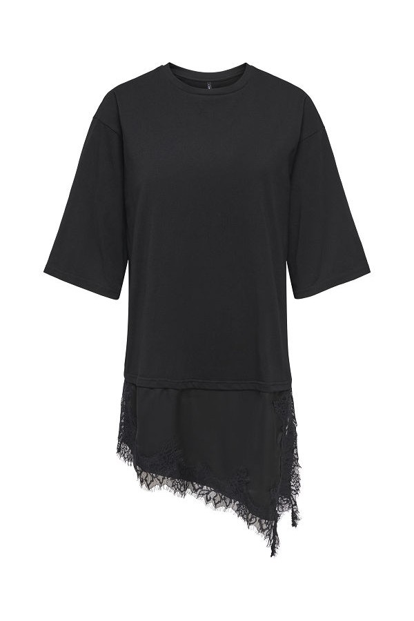 ONLMADELYN S/S LACE TOP JRS - ΜΑΥΡΟ
