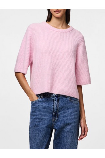 PCSILLY SS O-NECK KNIT NOOS BC - ΡΟΖ