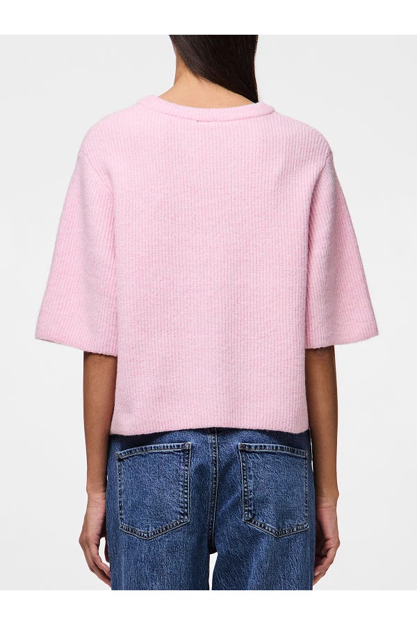 PCSILLY SS O-NECK KNIT NOOS BC - ΡΟΖ