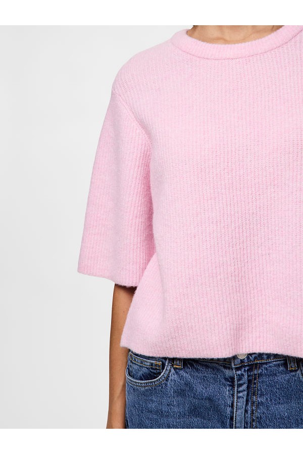 PCSILLY SS O-NECK KNIT NOOS BC - ΡΟΖ