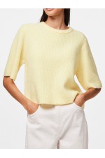 PCSILLY SS O-NECK KNIT NOOS BC - ΚΙΤΡΙΝΟ