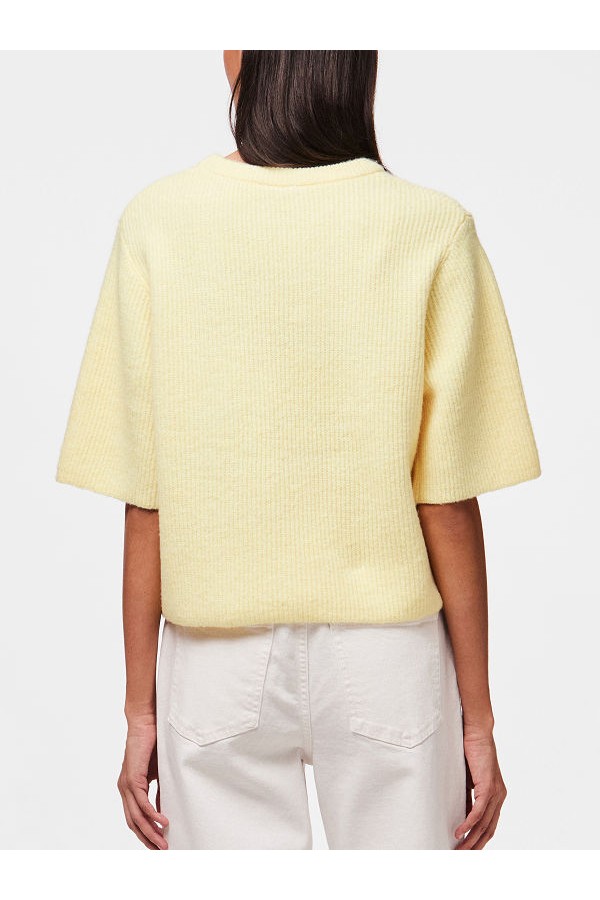 PCSILLY SS O-NECK KNIT NOOS BC - ΚΙΤΡΙΝΟ