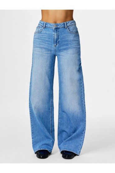 PCSILKE MW WIDE JEANS LB NOOS BC - ΜΠΛΕ ΑΝΟΙΧΤΟ