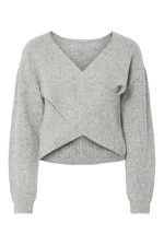 PCSILLY LS REV WRAP KNIT NOOS BC - ΓΚΡΙ