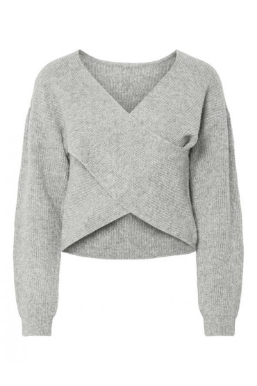 PCSILLY LS REV WRAP KNIT NOOS BC - ΓΚΡΙ