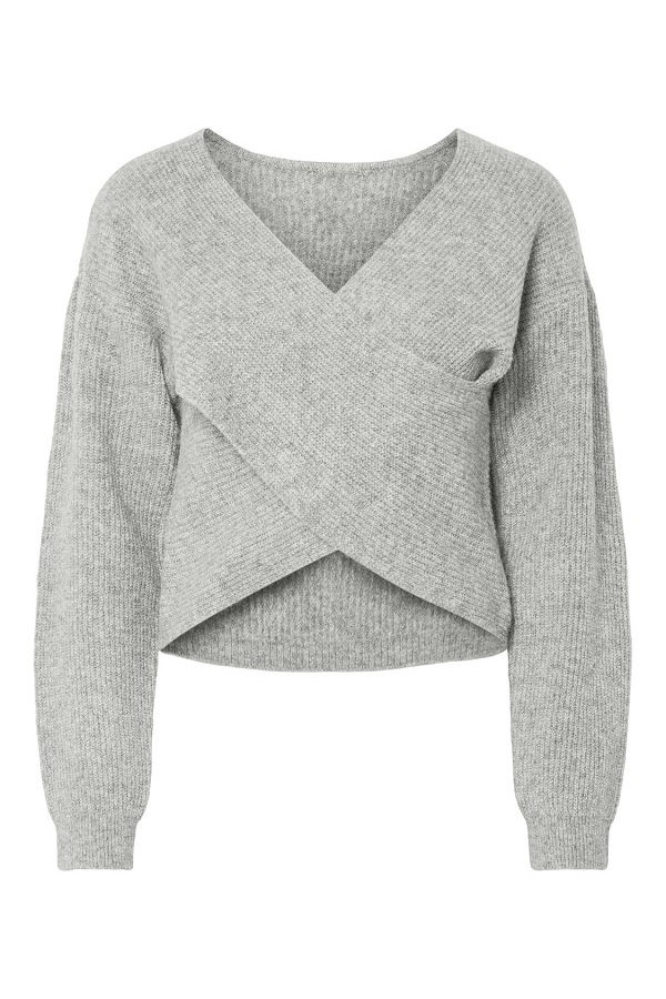 PCSILLY LS REV WRAP KNIT NOOS BC - ΓΚΡΙ