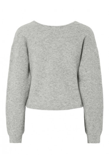 PCSILLY LS REV WRAP KNIT NOOS BC - ΓΚΡΙ