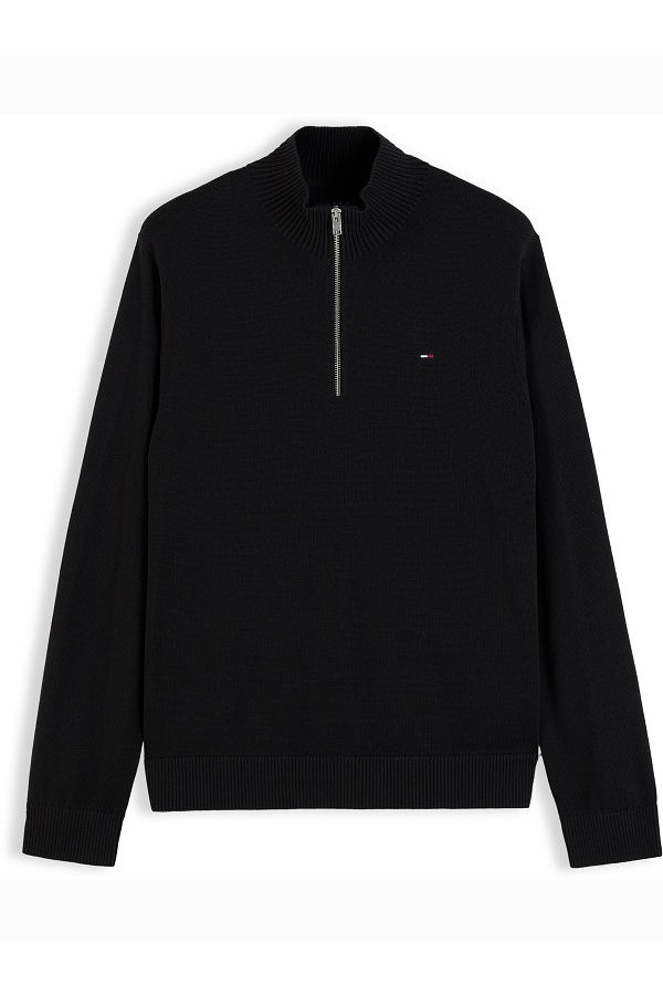 TJM SLIM ESS LIGHT A1/4 ZIP SWTR EXT - ΜΑΥΡΟ