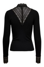 ONLTILDE L/S HIGH NECK LACE TOP JRS NOOS - ΜΑΥΡΟ