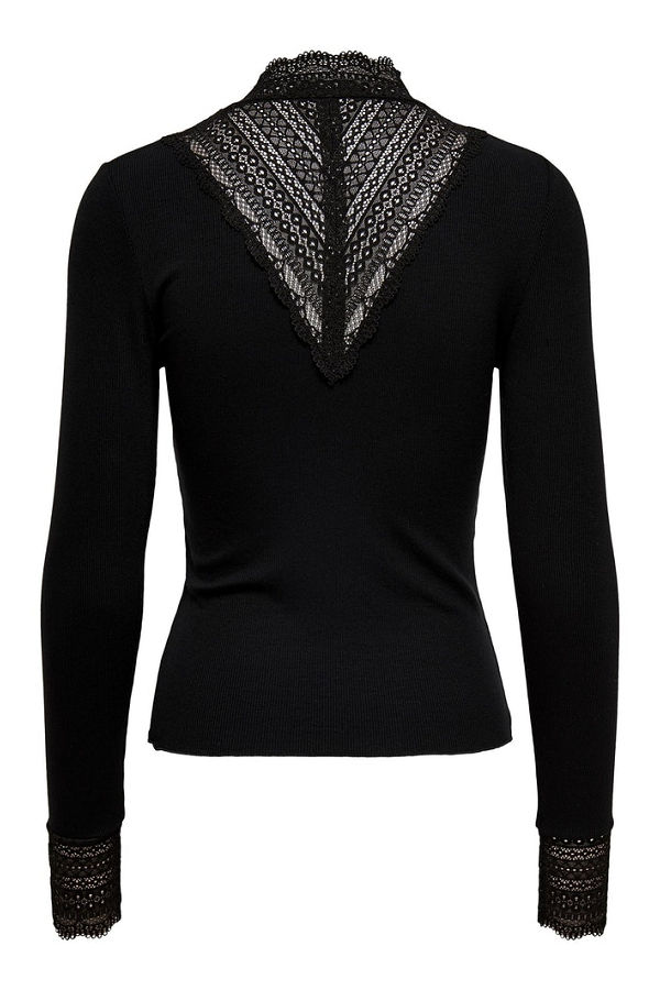 ONLTILDE L/S HIGH NECK LACE TOP JRS NOOS - ΜΑΥΡΟ