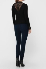 ONLTILDE L/S HIGH NECK LACE TOP JRS NOOS - ΜΑΥΡΟ