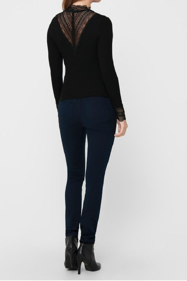 ONLTILDE L/S HIGH NECK LACE TOP JRS NOOS - ΜΑΥΡΟ