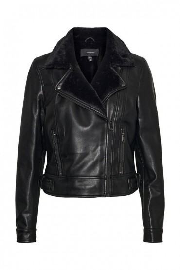 VMHAILEY SHORT COATED JACKET - ΜΑΥΡΟ