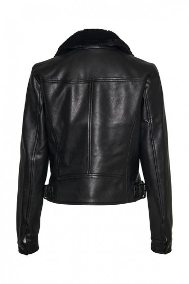 VMHAILEY SHORT COATED JACKET - ΜΑΥΡΟ