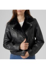 VMHAILEY SHORT COATED JACKET - ΜΑΥΡΟ