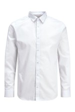 JJJOE SHIRT LS PLAIN - ΛΕΥΚΟ