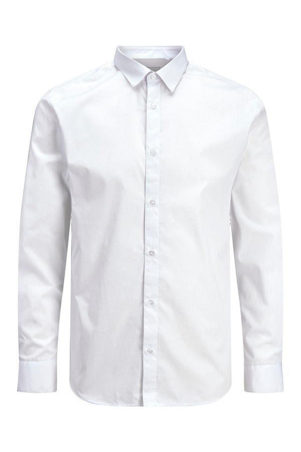 JJJOE SHIRT LS PLAIN - ΛΕΥΚΟ