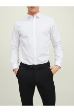 JJJOE SHIRT LS PLAIN - ΛΕΥΚΟ