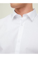JJJOE SHIRT LS PLAIN - ΛΕΥΚΟ