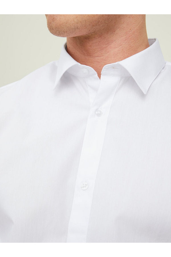 JJJOE SHIRT LS PLAIN - ΛΕΥΚΟ