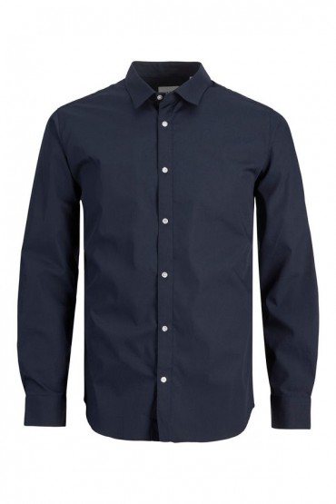 JJJOE SHIRT LS PLAIN - ΜΠΛΕ